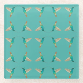 Posavasos De Vidrio Turquoise Hummingbirds