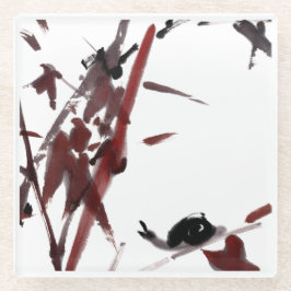 Posavasos De Vidrio Tuschekunst mit Schnecke und Rotem Bambus