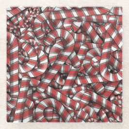 Posavasos De Vidrio Twided Red Striped Abstract Candy Canes