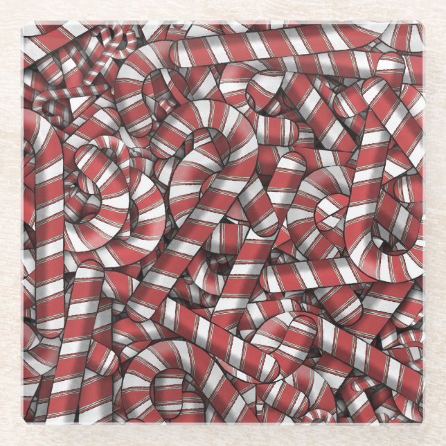 Posavasos De Vidrio Twided Red Striped Abstract Candy Canes (Anverso)