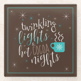 Posavasos De Vidrio Twinkling Lights Hot Cocoa Nights ID593