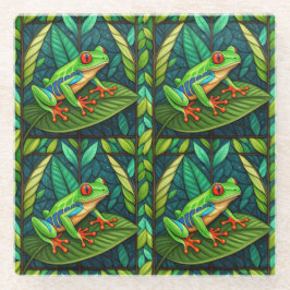 Posavasos De Vidrio Two intricately designed panels feature vibrant 