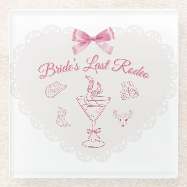 Posavasos De Vidrio "Último Rodeo" Tribu de novias Bachelorette Occide (Anverso)