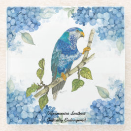 Posavasos De Vidrio Ultramarine Lorikeet, pintado a mano,