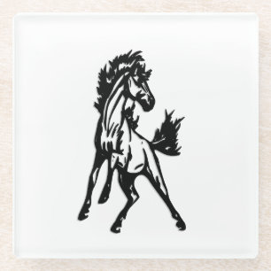Posavasos De Vidrio Un caballo saltando con brío