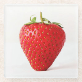 Posavasos De Vidrio Un coasterco de fresa roja