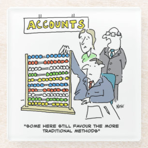 Posavasos De Vidrio Un contable que usa un abacus en el trabajo