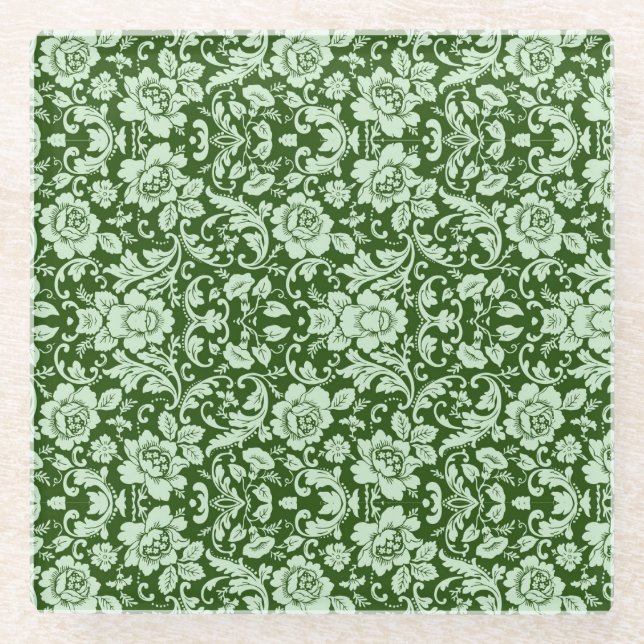 Posavasos De Vidrio Un damasco floral antiguo (Anverso)