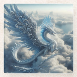 Posavasos De Vidrio Un dragón asombroso rodeado de nubes