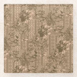 Posavasos De Vidrio Un estampado floral vintage con intrincado desi ma