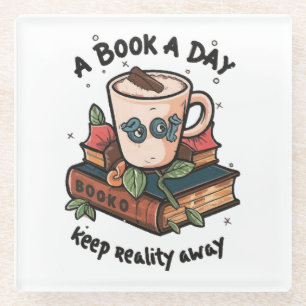 Posavasos De Vidrio Un libro al día mantiene la Realidad alejada