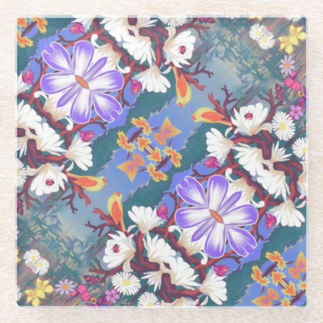 Posavasos De Vidrio Un Paraíso Purpura (Anverso)