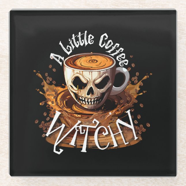 Posavasos De Vidrio Un Poco Brujo de Café (Anverso)