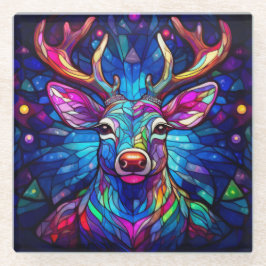 Posavasos De Vidrio Un reno de navidad de vidrio manchado