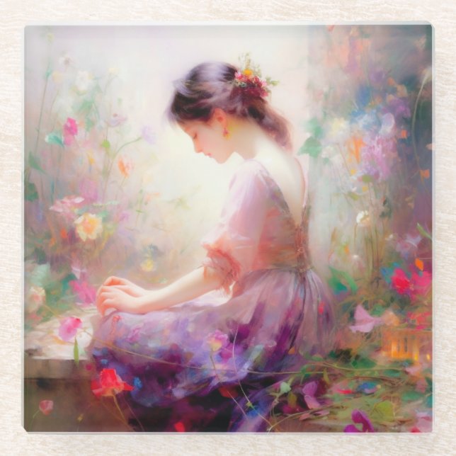 Posavasos De Vidrio Un sueño de Dios de flores (Anverso)