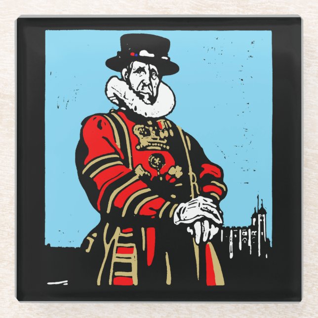 Posavasos De Vidrio Un yeoman Warder o Beefeater (Anverso)