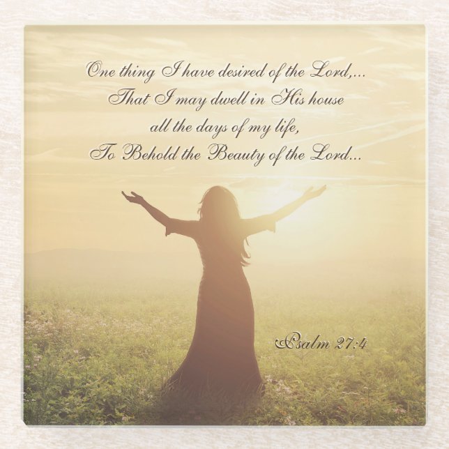 Posavasos De Vidrio Una cosa que he deseado del Señor, Salmo 27:4, (Anverso)