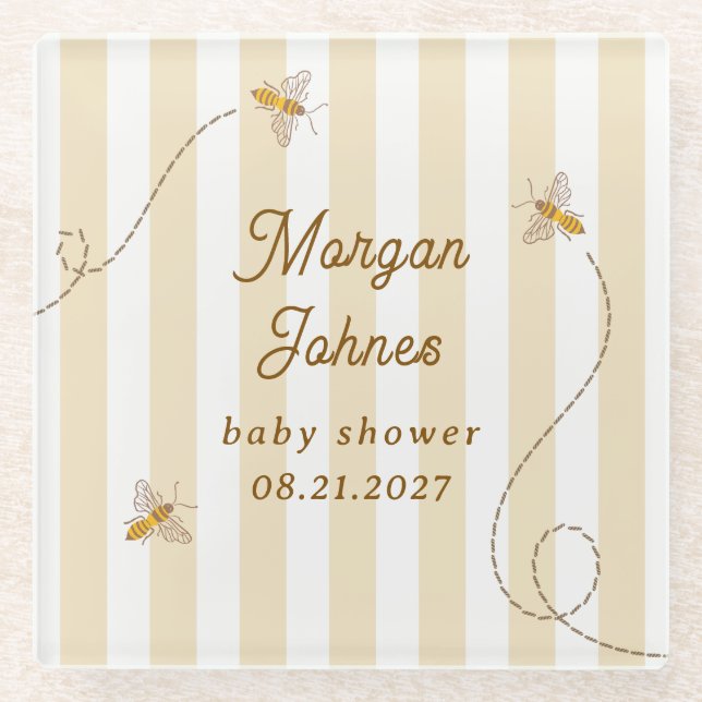 Posavasos De Vidrio Una pequeña ducha de bebé abeja (Anverso)
