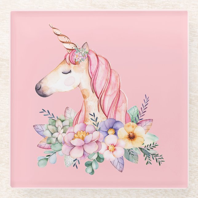 Posavasos De Vidrio Unicornio (Anverso)