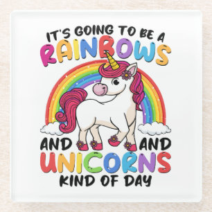 Posavasos De Vidrio Unicornio Lindo Arcoíris Divertido