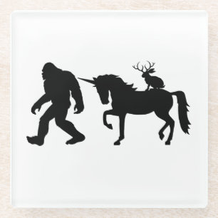 Posavasos De Vidrio Unicornio, Pie Grande, Jackalope