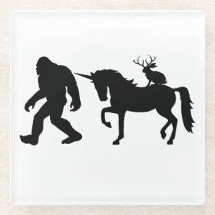 Posavasos De Vidrio Unicornio, Pie Grande, Jackalope