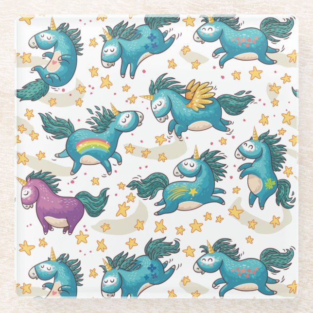 Posavasos De Vidrio Unicornios (Anverso)