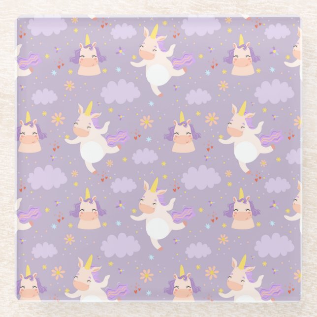 Posavasos De Vidrio Unicornios (Anverso)