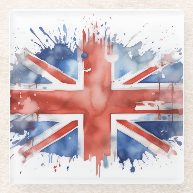 posavasos de vidrio union jack (Anverso)