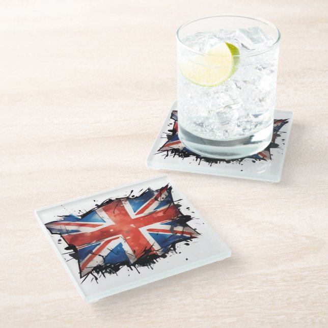 Posavasos De Vidrio Union jack glass coaster (Angular)