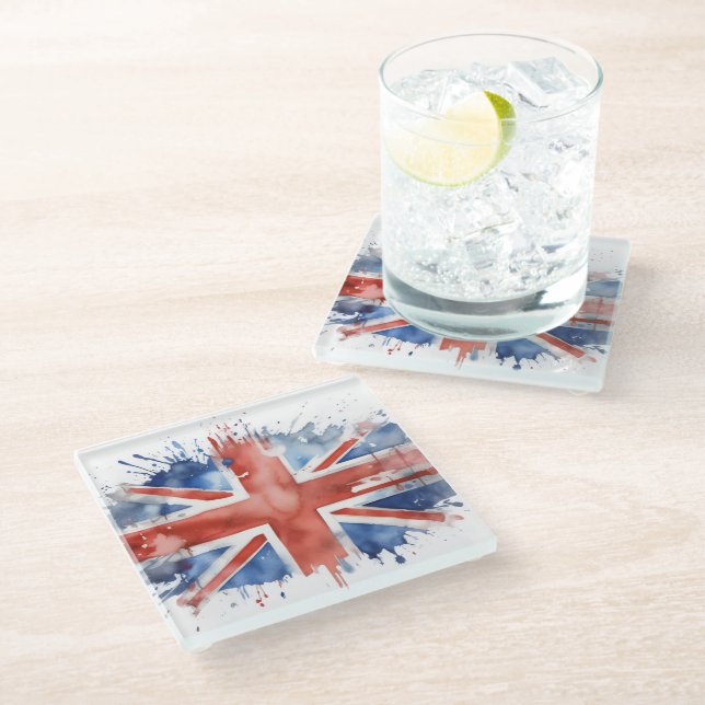 Posavasos De Vidrio union jack glass coaster (Angular)