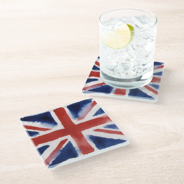 Posavasos De Vidrio Union jack glass coaster (Angular)