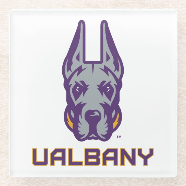 Posavasos De Vidrio Universidad de Albany Great Danes (Anverso)