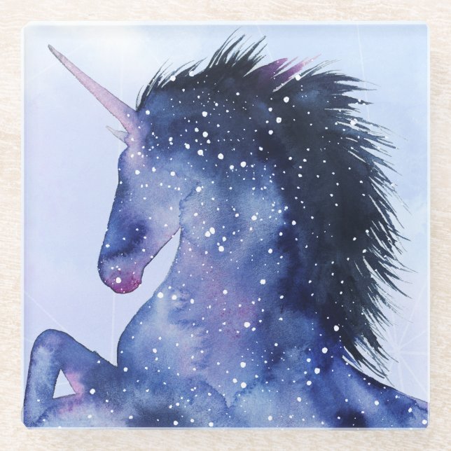 Posavasos De Vidrio Universo de Unicornio - Cósmico (Anverso)