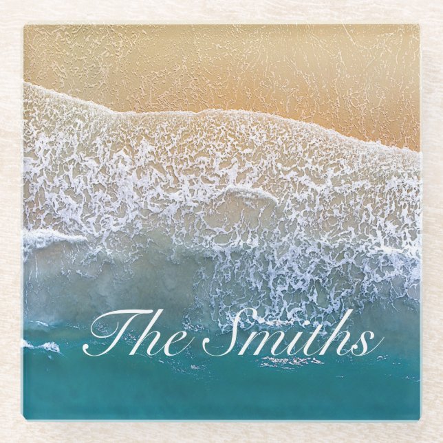 Posavasos De Vidrio Uno con la playa (Anverso)