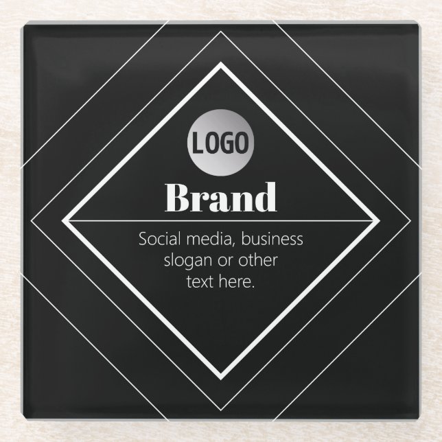 Posavasos De Vidrio Upload Your Logo & Customizable Text Design (Anverso)