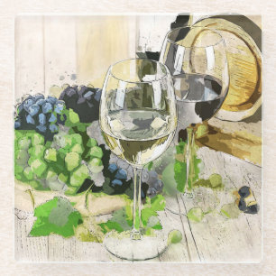 Posavasos De Vidrio Uvas y vida residual del vino