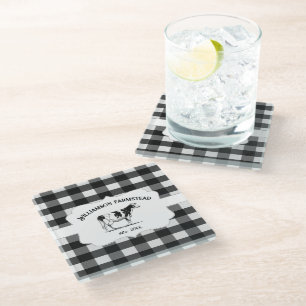 Posavasos De Vidrio Vaca de granja de búfalo negro