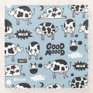 Posavasos De Vidrio Vaca y leche