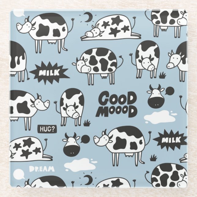Posavasos De Vidrio Vaca y leche (Anverso)