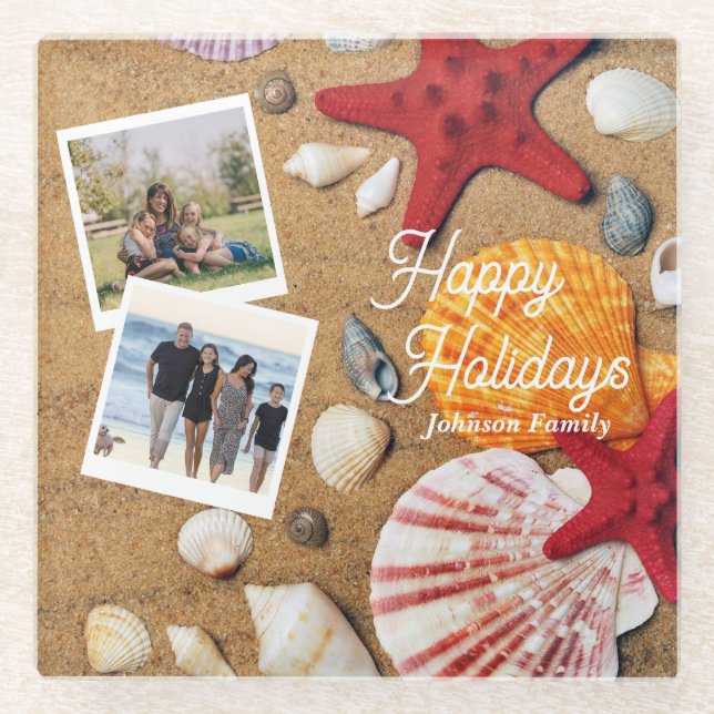 Posavasos De Vidrio Vacaciones costeras marinas tropicales en el océan (Anverso)