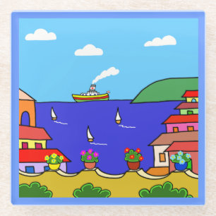 Posavasos De Vidrio Vacaciones Mediterráneas