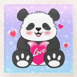 Posavasos De Vidrio Valentine Panda en el amor