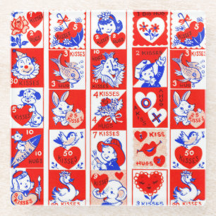 Posavasos De Vidrio Valentine Retro Love Hugs Cute Pattern