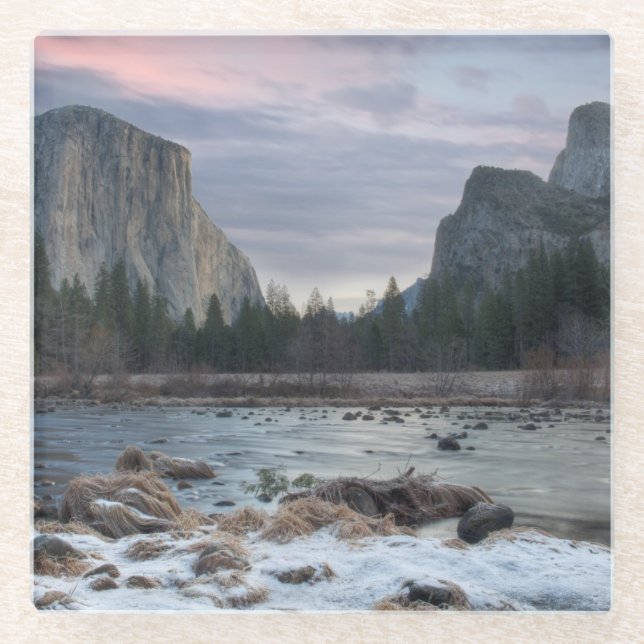 Posavasos De Vidrio Valle de Yosemite (Anverso)