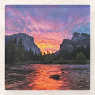 Posavasos De Vidrio Valle vibrante del cielo el Yosemite