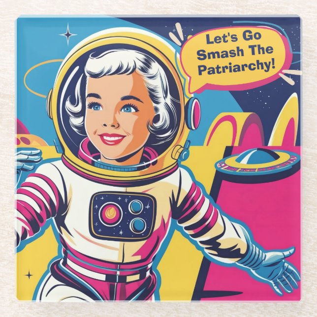 Posavasos De Vidrio Vamos a aplastar a la feminista patriarcal (Anverso)