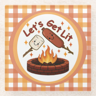 Posavasos De Vidrio Vamos a conseguir Firepit - malvavisco y perro cal