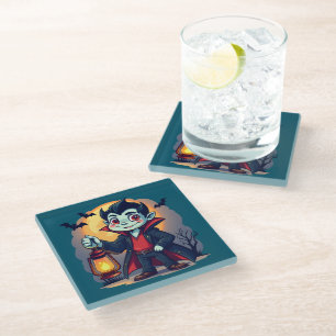 Posavasos De Vidrio Vampiro Lindo con Linterna Kawaii Halloween