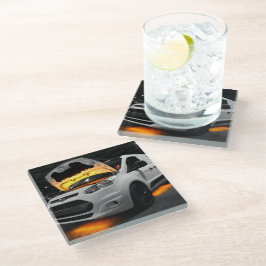 Posavasos De Vidrio Van de luces amarillas